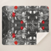 Couverture Sherpa Papillons noirs blancs rouges fleurs Modèles flora (Devant (Horizontal))