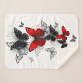 Couverture Sherpa Papillons noirs et rouges volants (Devant (Horizontal))