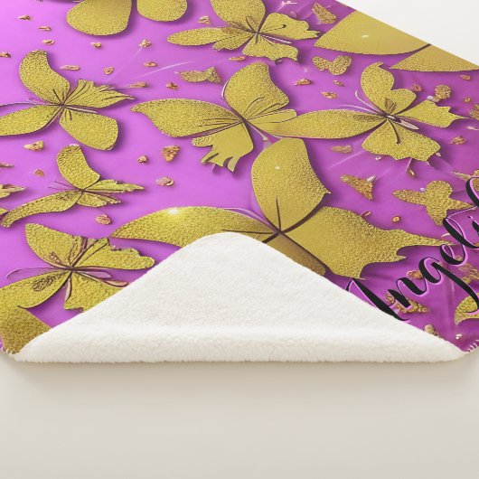 Couverture Sherpa Papillons Parties scintillant or Arrière - plan ro (3/4)