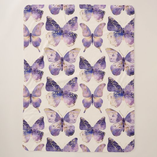 Couverture Sherpa Papillons Purple Gold (Devant)