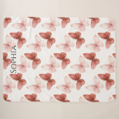 Couverture Sherpa Papillons roses rouges (Devant (Horizontal))