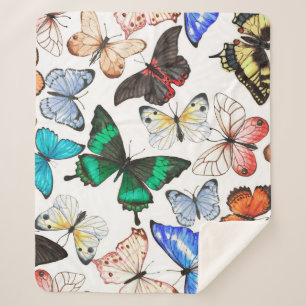 Couverture Sherpa Papillons tropicaux : motif coloré d'aquarelle.