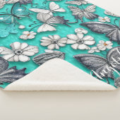 Couverture Sherpa Papillons turquoises et argentés Nom personnalisé (3/4)