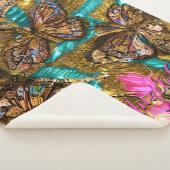 Couverture Sherpa Papillons turquoises et Gold Nom personnalisé (3/4)