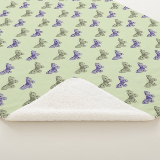 Couverture Sherpa Papillons verts et violets (3/4)