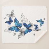 Couverture Sherpa Papillons volants bleus Morpho (Devant (Horizontal))