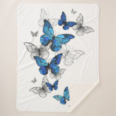 Couverture Sherpa Papillons volants bleus Morpho (Devant)