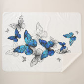 Couverture Sherpa Papillons volants bleus Morpho (Devant (Horizontal))
