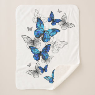 Couverture Sherpa Papillons volants bleus Morpho