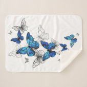 Couverture Sherpa Papillons volants bleus Morpho (Devant (Horizontal))