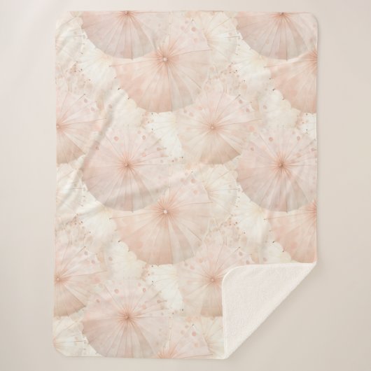 Couverture Sherpa Parapluies Rose Pâle (Devant)