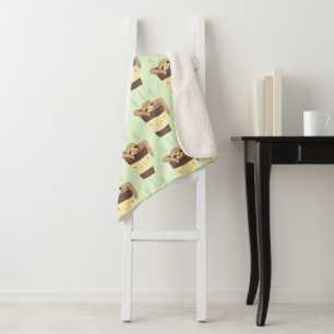 Couverture Sherpa Paresse mignonne de Kawaii dans la tasse de café