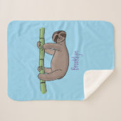 Couverture Sherpa Paresse souriante mignon sur dessin animé en bambo (Devant (Horizontal))