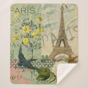 Couverture Sherpa Paris France Voyage Vintage Art Antique Peinture