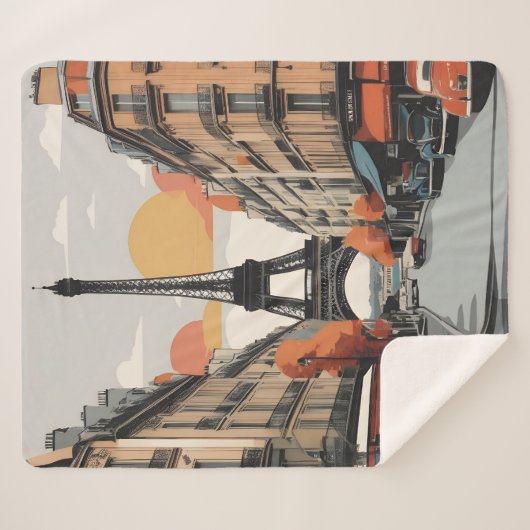 Couverture Sherpa Paris poster vintage (Devant (Horizontal))