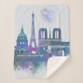 Couverture Sherpa Paris Skyline - Aquarelle bleu (Devant)