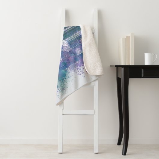 Couverture Sherpa Paris Skyline - Aquarelle bleu (En situation)