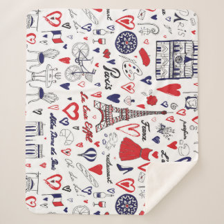 Couverture Sherpa Paris vintage : Motif de ligne de voyage