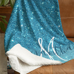 Couverture Sherpa Parties scintillant bleu moderne éclaboussures Nom