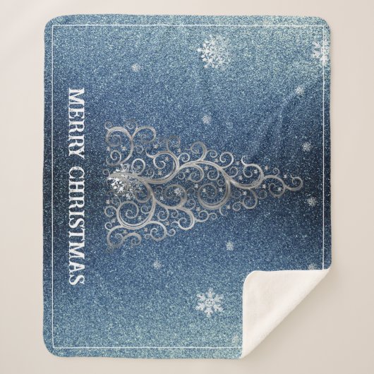 Couverture Sherpa Parties scintillant d'arbre de Noël et flocons de (Devant)