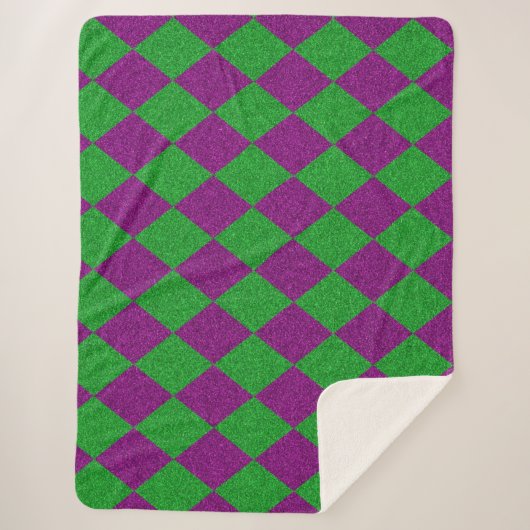 Couverture Sherpa Parties scintillant de diamants violet et vert (Devant)