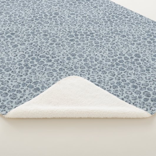 Couverture Sherpa Parties scintillant Empreinte de léopard Denim Blu (3/4)