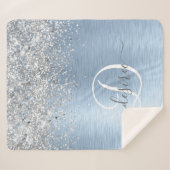 Couverture Sherpa Parties scintillant en argent brossé bleu Nom du m (Devant (Horizontal))