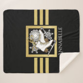 Couverture Sherpa Parties scintillant en or noir patinage artistique (Devant (Horizontal))