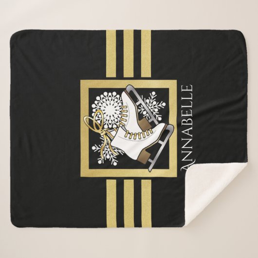 Couverture Sherpa Parties scintillant en or noir patinage artistique (Devant (Horizontal))