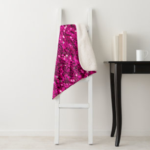 Couverture Sherpa Parties scintillant étincelante rose chaud