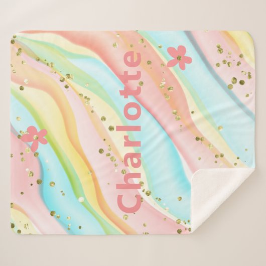 Couverture Sherpa Parties scintillant florale moderne tendance perso (Devant (Horizontal))