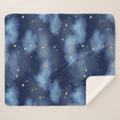 Couverture Sherpa Parties scintillant Gold Stars Dark Blue Sky Motif (Devant (Horizontal))