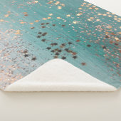 Couverture Sherpa Parties scintillant Gold Stars sur Turquoise (3/4)