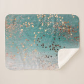 Couverture Sherpa Parties scintillant Gold Stars sur Turquoise (Devant (Horizontal))