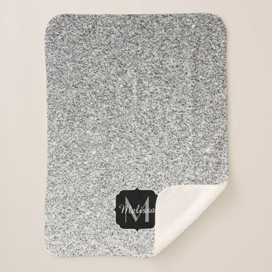 Couverture Sherpa Parties scintillant gris argent scintille Monogram (Devant)