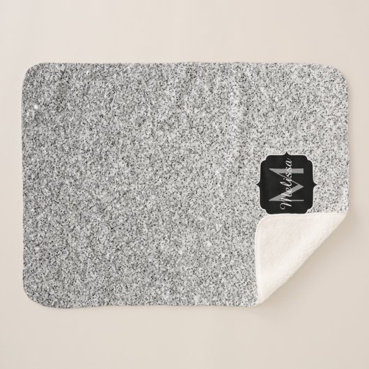 Couverture Sherpa Parties scintillant gris argent scintille Monogram (Devant (Horizontal))