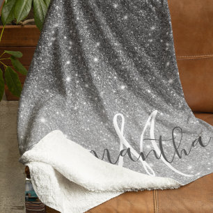 Couverture Sherpa Parties scintillant gris moderne éclabousser Nom p
