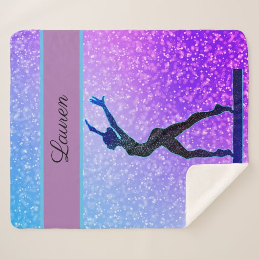 Couverture Sherpa Parties scintillant Gymnastique poutre bleu et vio (Devant (Horizontal))