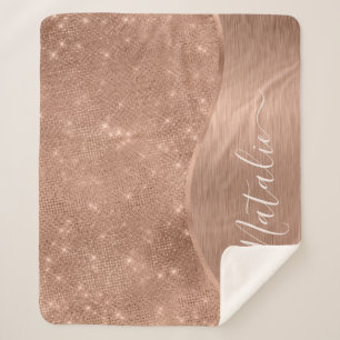 Couverture Sherpa Parties scintillant métal Rose or personnalisé
