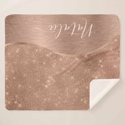 Couverture Sherpa Parties scintillant métal Rose or personnalisé (Devant (Horizontal))