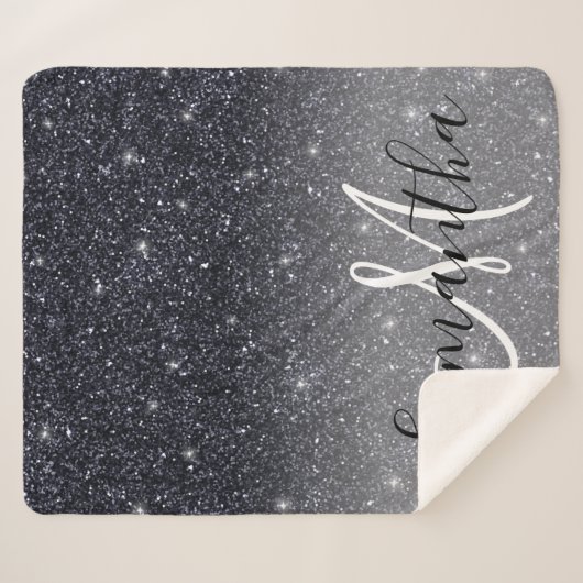 Couverture Sherpa Parties scintillant noire moderne étincelles Nom p (Devant (Horizontal))