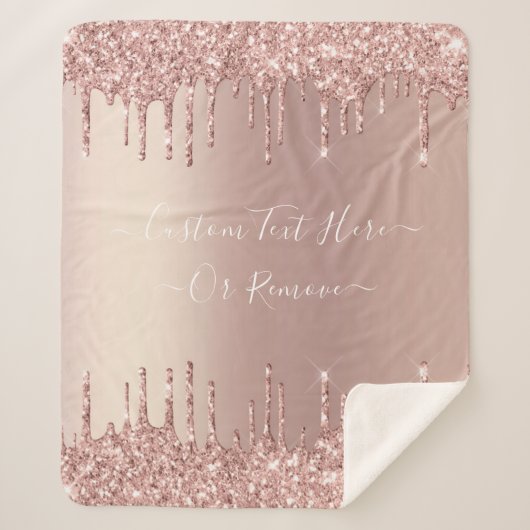 Couverture Sherpa Parties scintillant or rose Texte personnalisé She (Devant)