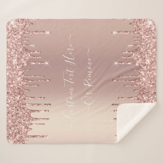 Couverture Sherpa Parties scintillant or rose Texte personnalisé She (Devant (Horizontal))