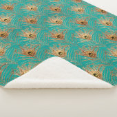 Couverture Sherpa Parties scintillant Peacock Feathers Motif Fleece  (3/4)
