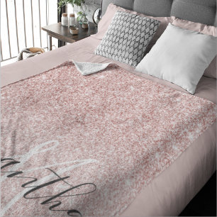 Couverture Sherpa Parties scintillant rose moderne étincelles Nom pe