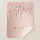 Couverture Sherpa parties scintillant rose or rose monogramme scinti (Devant)