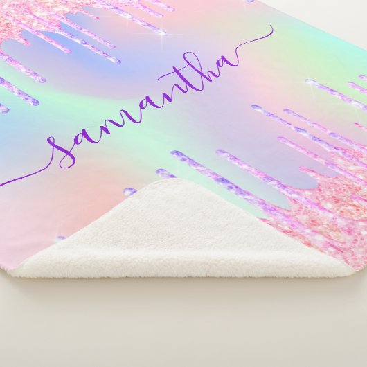 Couverture Sherpa Parties scintillant rose violet gouttes holographi (3/4)