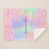 Couverture Sherpa Parties scintillant rose violet gouttes holographi (Devant (Horizontal))