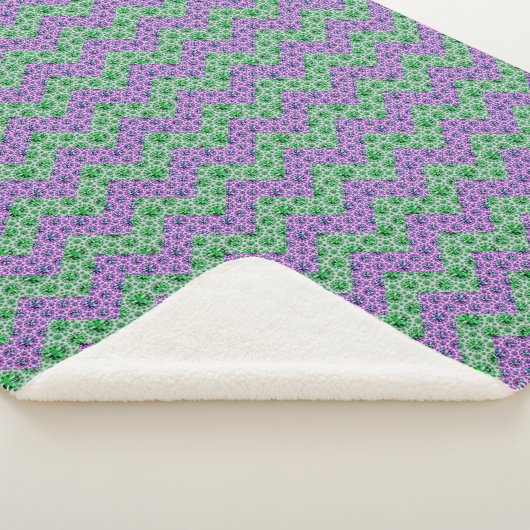 Couverture Sherpa Parties scintillant Verte Et Rose Chevron (3/4)