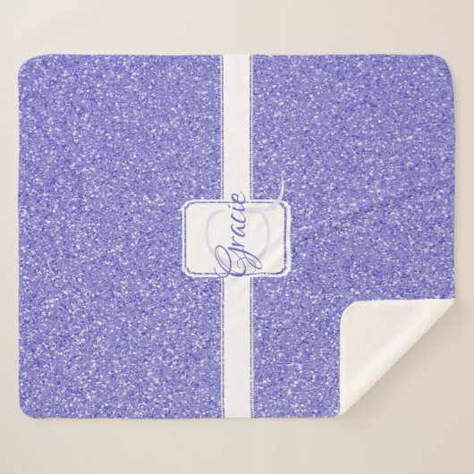 Couverture Sherpa Parties scintillant violette Monogramme Sherpa Bla (Devant (Horizontal))